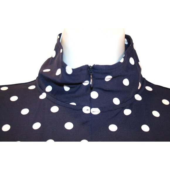 Lands' End Navy Polka Dot Long Sleeve Swim Dress Cover-Up Medium Modest Swimwear - Picture 2 of 9